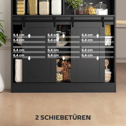HOMCOM Ausziehbarer Bartisch, zu L-Form umwandelbar, viel Stauraum, 3 verstellbare Regale, Spanplatte, MDF, Schwarz