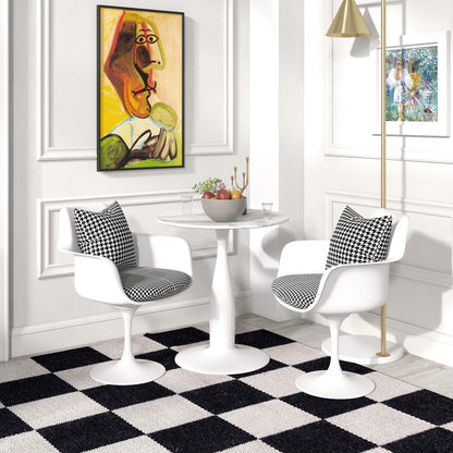 HOMCOM Runder Esstisch, pulverbeschichteter Stahl, MDF mit Melamin, rutschfeste Füße, 70 x 74 cm, Weiß