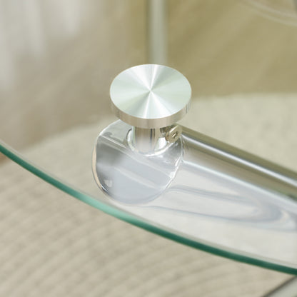 HOMCOM Esstisch, runde Hartglasplatte, randloses Design, für 2-4 Personen, Stahlbeine, 80 x 80 x 74 cm