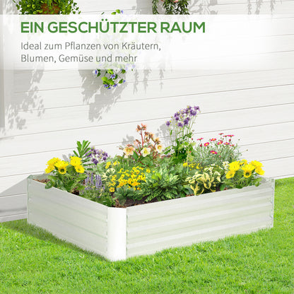Outsunny Hochbeet aus verzinktem Stahl Gartenbeet Pflanzkasten für Garten Blumenkasten Blumenkübel Silber 120 x 90 x 30 cm