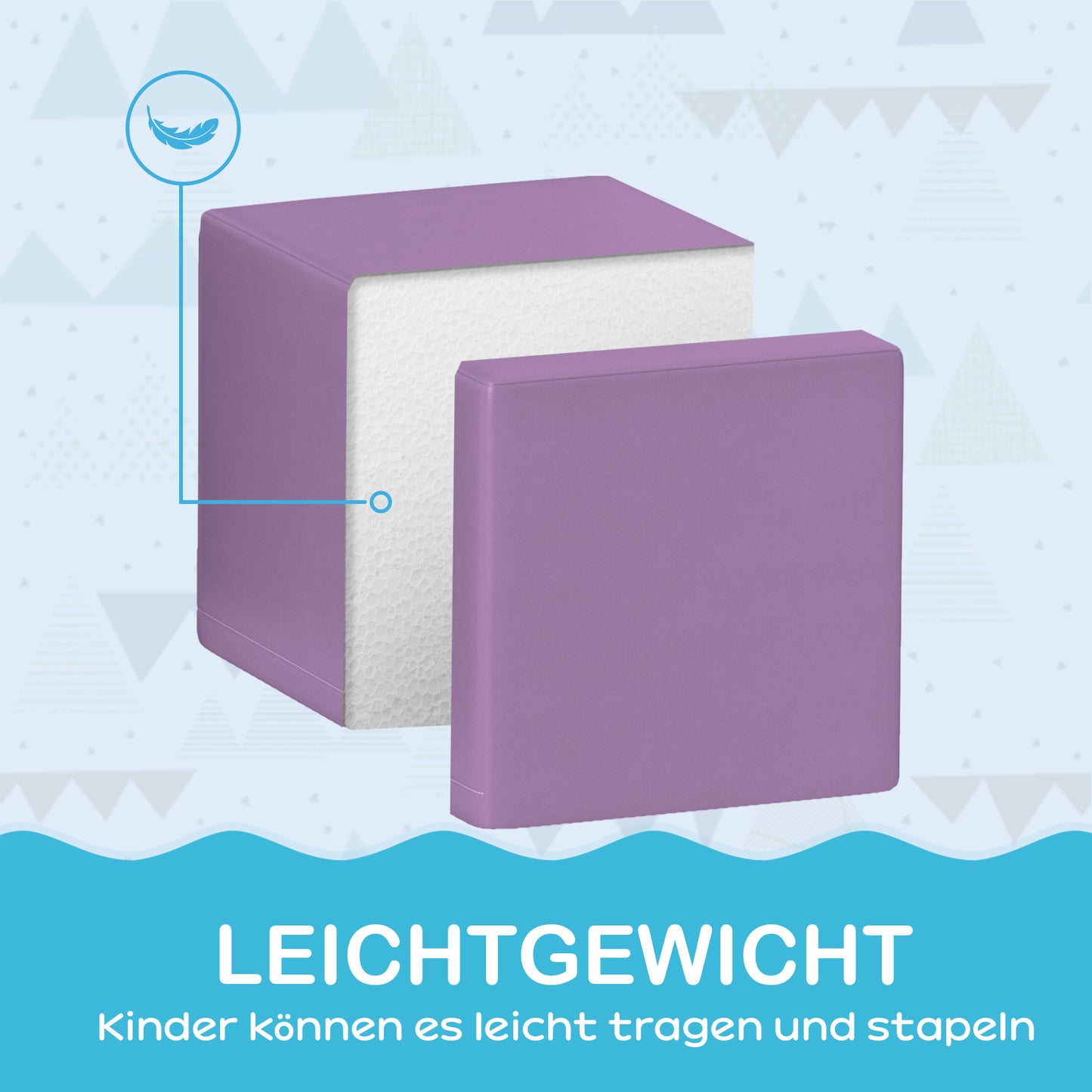 HOMCOM Softbausteine, 12 Würfel á 20 x 20 x 20 cm, pflegeleicht, kindersicher, für 1-3 Jahre, Kunstleder