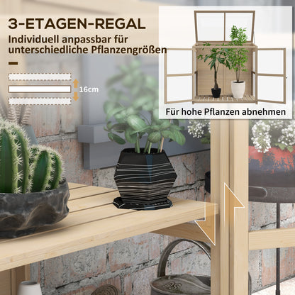 Outsunny Frühbeet Hochbeet Pflanzenbeet, wetterbeständig, 2 Ebenen, Fichtenholz, 103 x 61 x 103 cm, Natur