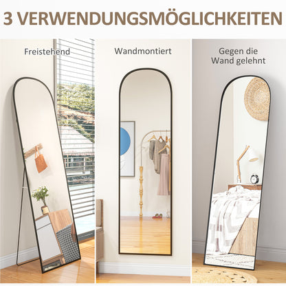 HOMCOM Standspiegel, Ganzkörperspiegel, modernes Design, 50 cm x 1,5 cm x 161,5 cm, Schwarz