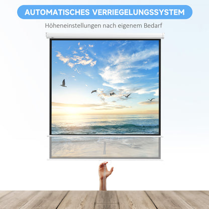 HOMCOM Beamer Leinwand 152 x 152 cm 85 Zoll 1:1 HD 4K Projektionsleinwand für Heimkino Büro-Präsentationen