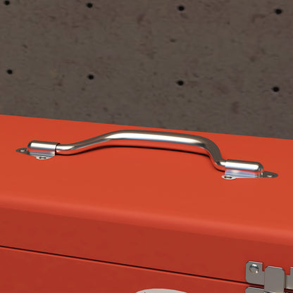 DURHAND Werkzeugkiste mit 3 Schubladen, 1 Fach, stabile Stahlverschlüsse, 45 x 24 x 27 cm, Rot