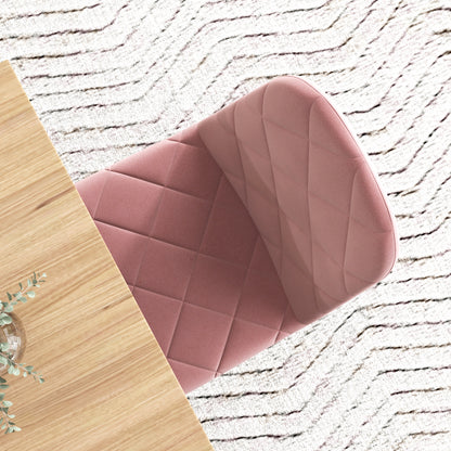 HOMCOM Esszimmerstühle 4er Set Küchenstuhl mit Rückenlehne, Samtoptik, Sessel 45 x 54 x 87 cm Rosa