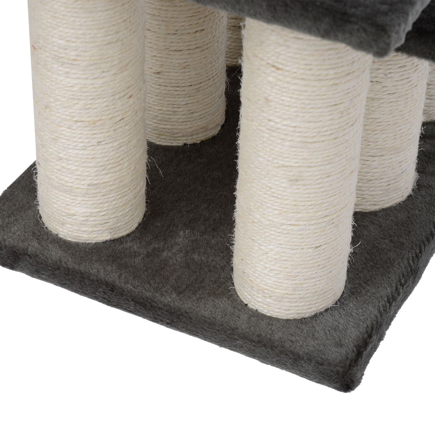 PawHut Hundetreppe 3 Stufen 34 cm Hoch Haustiertreppe für Hunde Katze Katzentreppe mit Kratzstamm Hunderampe Einstiegshilfe für Bett, Sofa, Couch Dunkelgrau