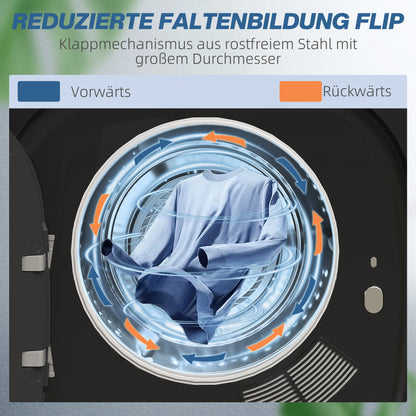 HOMCOM Wäschetrockner mit UV-Desinfektion, kompakte Bauweise, 4 kg Kapazität, Edelstahl, Schwarz