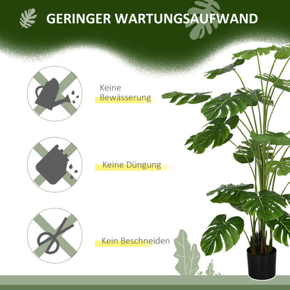 HOMCOM 180 cm Kunstpflanze, mit Übertopf, Kunstmoos, Zimmerpflanze für Wohnzimmer, realistischer Look, Grün