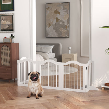 PawHut Hunde-Absperrgitter, 5 Paneele, klappbar, flexibel, Massivholz/MDF, 254,5x29,5x61 cm, Weiß