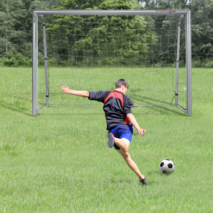 SPORTNOW Fußballtor wetterfest, stabiles Metallgestell, reißfestes Netz, 160H x 240L x 85B cm, Grau