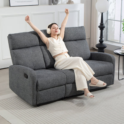 HOMCOM 3-Sitzer-Sofa, individuell verstellbare Rückenlehnen, Fußstütze, Stoffbezug, Metall, Grau