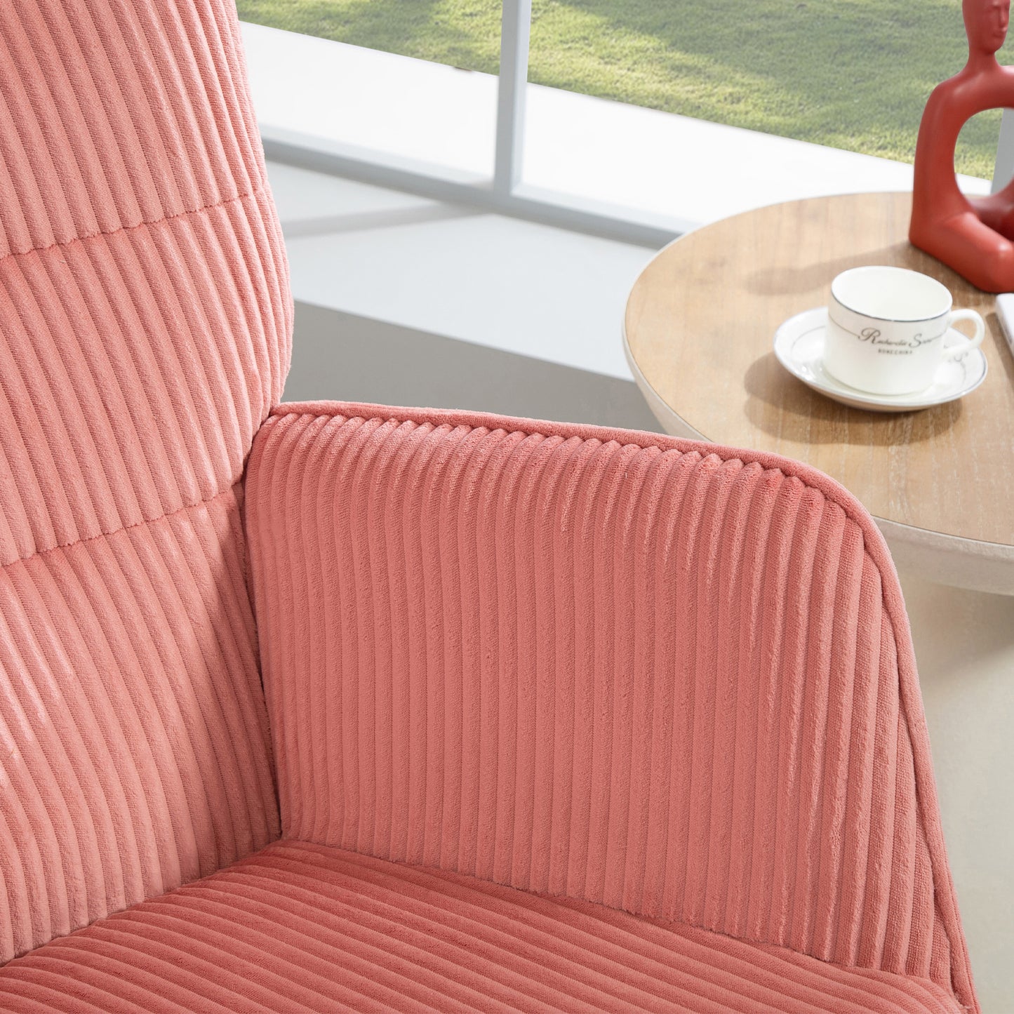 HOMCOM Schaukelstuhl, Relaxsessel, Schaukelsessel, belastbar bis 120 kg, Polyester, 98 x 71 x 101 cm, Rosa