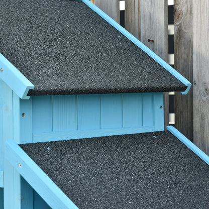 Outsunny Gartenhaus Gerätehaus Geräteschuppen mit Brennholzlagerraum Geräteschuppen mit 3 Ablagen Asphaltdach Tannenholz Himmelblau 130 x 54,5 x 180 cm