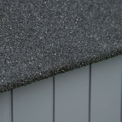 Outsunny Gartenschrank, offenes Brennholzfach, verriegelbare Tür, wetterfest, Naturholz, 129 x 51,5 x 180cm, grau+schwarz