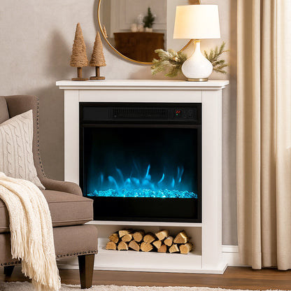 HOMCOM Elektrischer Kamin, realistische Flammen mit 9 Farben, verstellbare Helligkeit, 1800W, Fernbedienung, Timer, Weiß
