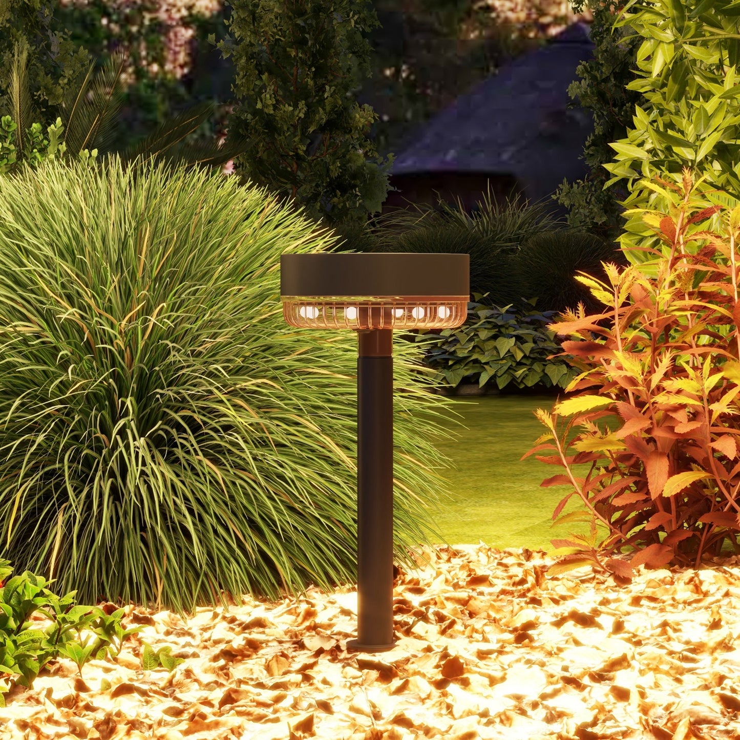 Outsunny Solar Gartenleuchten, wasserdicht, Warmweiß LED, 10-12h Betriebszeit, Schwarz