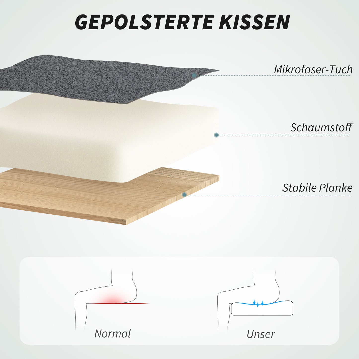 HOMCOM Bürostuhl mit Massagefunktion, höhenverstellbarer Schreibtischstuhl mit neigbarer Rückenlehne, gepolstert, rollbar, Grau