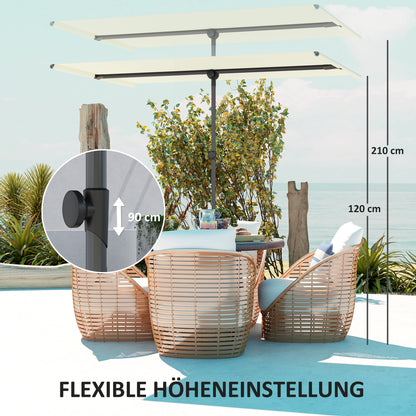 Outsunny Sonnenschirm 180 Grad drehbar Höhenverstellbar Gartenschirm mit Aluminium-Mast 150x205cm Beige