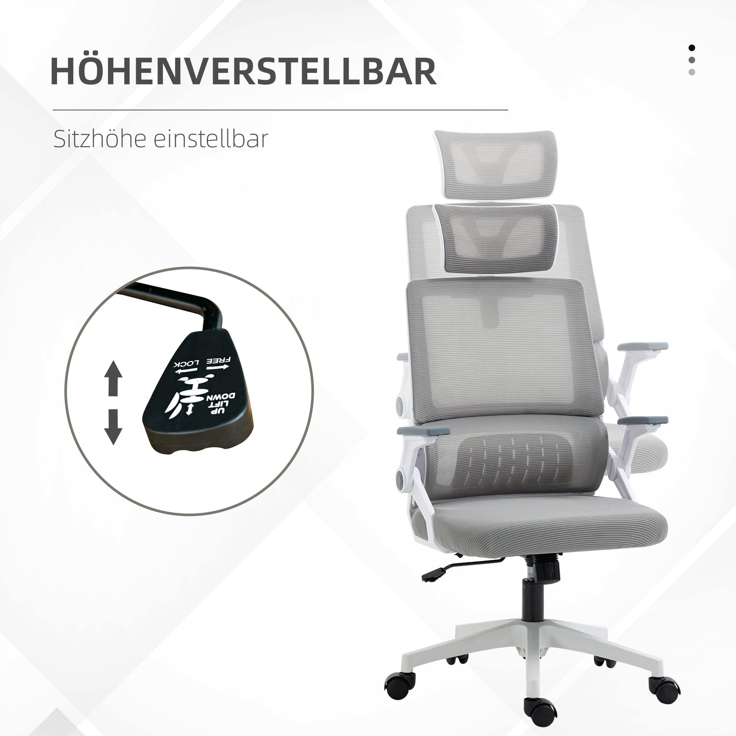 Vinsetto Bürostuhl Schreibtischstuhl Office-Stuhl, höhenverstellbar, 1 Kopfstütze, 58 x 61 x 119 cm. Schwarz