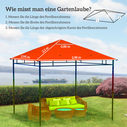 Outsunny Ersatzdach für Gartenpavillon, Polyester, 2,98 x 2,95 m, Orange