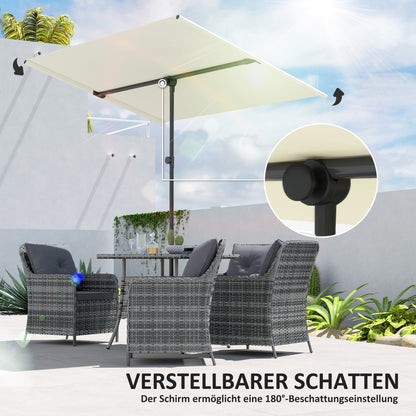 Outsunny Sonnenschirm 180 Grad drehbar Höhenverstellbar Gartenschirm mit Aluminium-Mast 150x205cm Beige