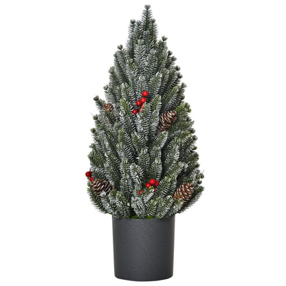 HOMCOM Mini Weihnachtsbaum mit Tannenzapfen, roten Beeren und Übertop 50 cm hoch, Mehrfarbig
