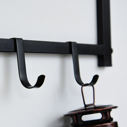 HOMCOM 2-in-1 Garderobenset Flurgaderobe mit Sitzbank Wandgarderobe für Eingangsbereich, 6 Haken, Natur+Schwarz, 75 x 30 x 45 cm(Sitzbank)