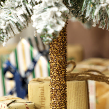 HOMCOM 3er-Set schneebedeckte künstliche Tannenbäume, 3 Größen, Metallständer, flammenhemmend, Kunststoff, Grün+Weiß