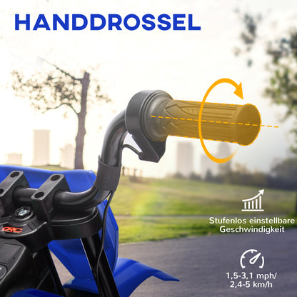 AIYAPLAY Elektro-Motorrad für Kinder, 12V Kindermotorrad mit Musik, Kinderfahrzeug mit Trainingsrädern, 3-6 Jahre, Blau