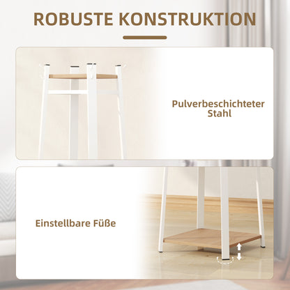 HOMCOM Kleiderständer, Trapez-Design, dreistufig, 8 Doppelhaken, Stahll, Weiß+Eiche