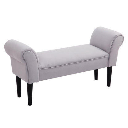 HOMCOM Bettbank, Polsterbank, Sitzbank, Flurbank für Schlafzimmer, bis 130 kg Belastbar, Segelstoff, Grau, 102 x 36 x 51 cm