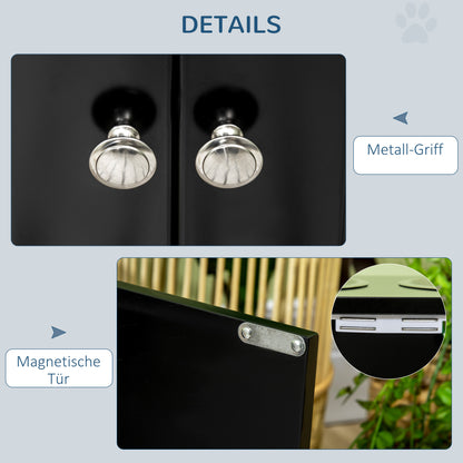 PawHut Erhöhte Futterstation mit 2 Edelstahlschüsseln und 44 L Stauraum, Magnettüren, für große Hunde, Schwarz