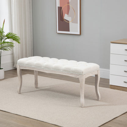 HOMCOM Sitzbank Polsterbank mit Leinen-Bezug Bettbank mit Holzrahmen, Schuhbank für Schlafzimmer, Wohnzimmer, Flur 110 x 40 x 48 cm Beige