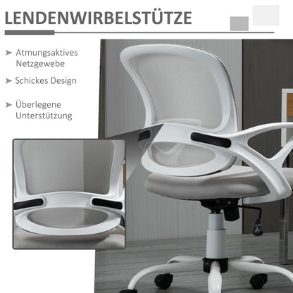 Vinsetto Bürostuhl, Schreibtischstuhl mit Rollen, ergonomisk, höhenverstellbar, Grau
