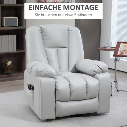 HOMCOM Massagesessel Relaxsessel Seniorensessel, Fernbedienung, Seitentaschen, 94 cm x 96 cm x 106 cm, Grau