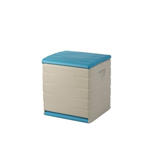 Plastiken padlockable chest with casters - 190 l - functional and aesthetic - beige and blue