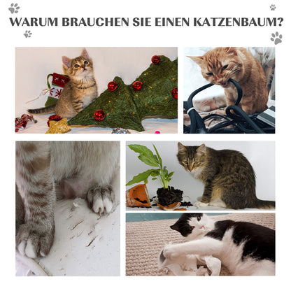 PawHut Kratzbaum Katzenbaum mit Spielbällen Katzenkratzbaum Sisalseil-Kratzstangen Schwarz 35,5 x 37 x 46 cm