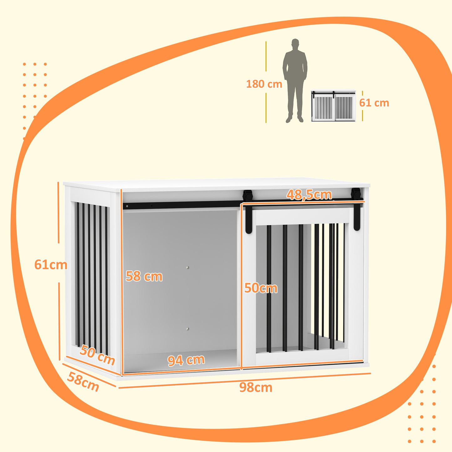 PawHut Hundebox mit Schiebetür, Belüftung, Spanplatte och Stahl, 98 x 58 x 61 cm, Valnusse