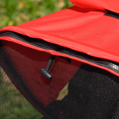 PawHut Hundewagen Hundebuggy mit 3 Rädern klappbar bis 10 kg Oxford Rot+Schwarz 109,5 x 54,5 x 106,5 cm