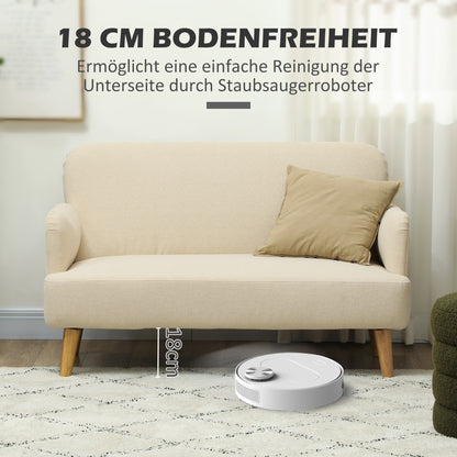 HOMCOM Zweisitzer-Sofa, kompakt, hautfreundlicher Bezug, bis 240 kg, 130x74x79 cm, Cremeweiß