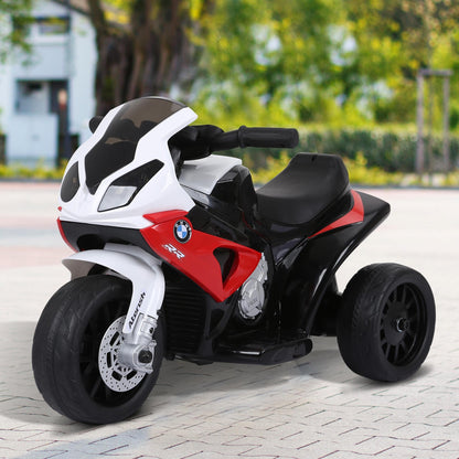 HOMCOM Elektro Kindermotorrad BMW S1000RR Elektromotorrad mit Musik, Scheinwerfer, Kinder Elektro Motorrad für Kinder von 18-36 Monaten Rot