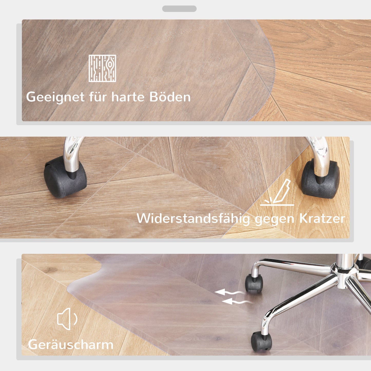 HOMCOM Stuhlunterlage für Hartböden, 90 x 120 cm, rutschfest, transparent Bodenmatten zum Schutz von Holz und Fliesen, für Büro und Zuhause