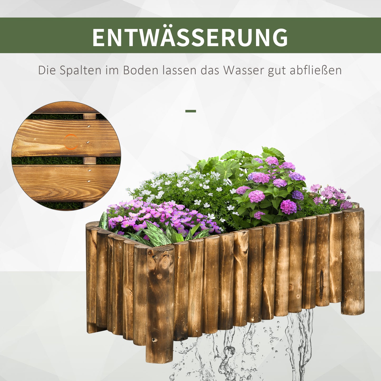 Outsunny Hochbeet Pflanzkasten Kräuterbeet Pflanzbeet Gemüse Blumenbeet Blumenkasten, Tannenholz 78x35x30 cm