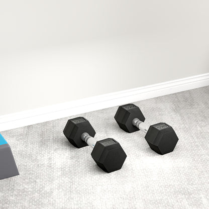 HOMCOM Hexagon Hanteln, 2er Set Hanteln mit gerändeltem Griff, Kurzhantelset aus Gusseisen, 2 x 6 kg, Kurzhanteln für Männer Frauen, Zuhause, Fitnessstudio, Krafttraining