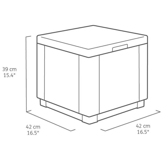 Cube graphite table - Imitation woven rattan with storage - Allibert by Keter- Cubecushiongraph