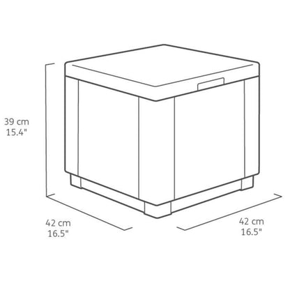 Cube graphite table - Imitation woven rattan with storage - Allibert by Keter- Cubecushiongraph