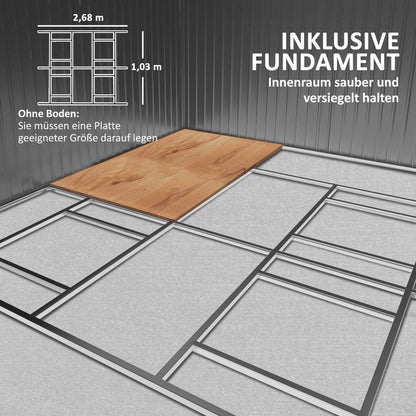 Outsunny Geräteschuppen, Wetterfestes Gartenhaus für Gartengeräte, mit Belüftungsfenstern, Schiebetüren, Stahl, Hellgrau