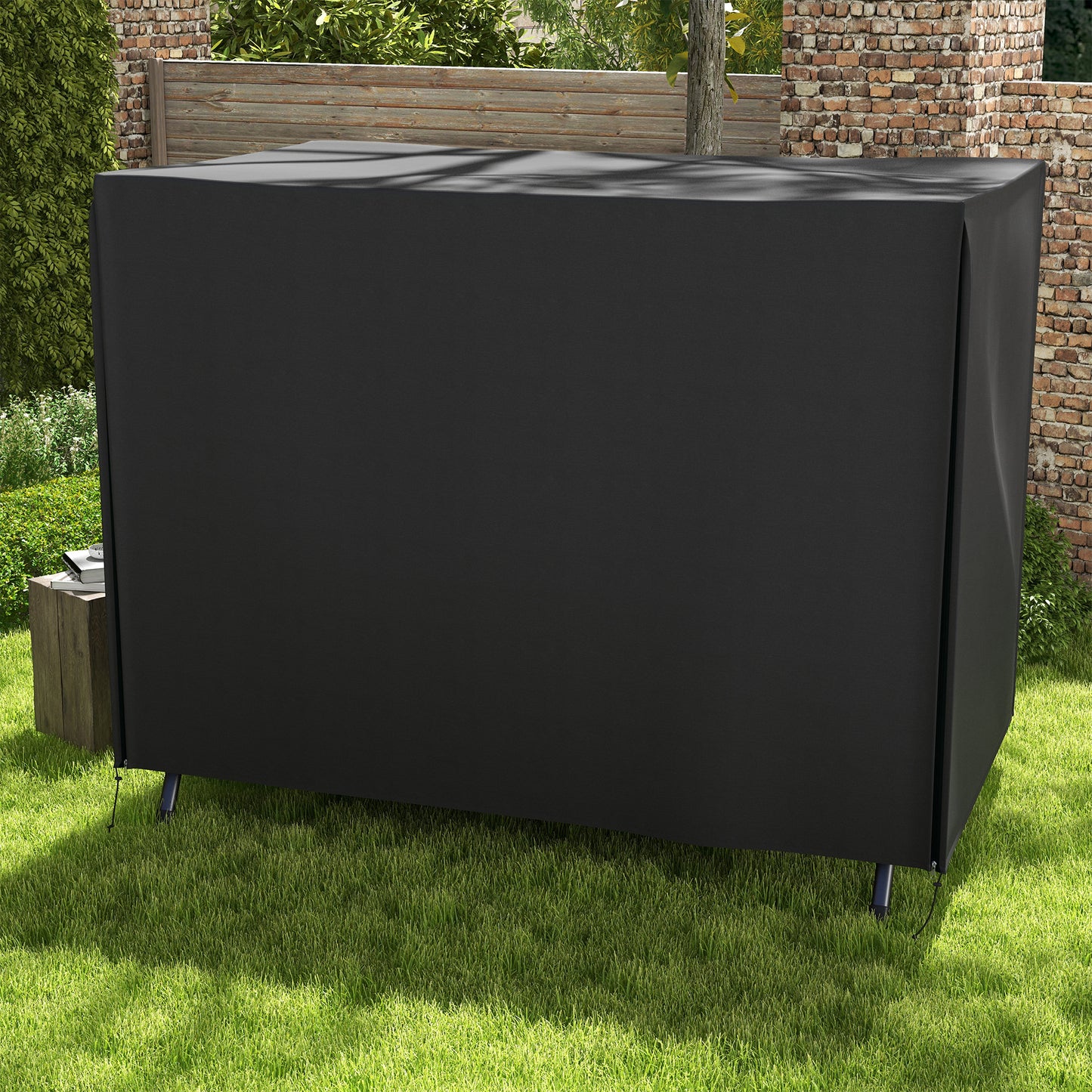 Outsunny Abdeckung für Gartenschaukel, Schutzhülle für Hollywoodschaukel, Abdeckhaube, wasserfest, 205 x 124 x 164 cm, Schwarz
