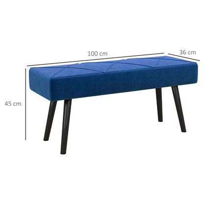HOMCOM Sitzbank Polsterbank Bettbank, Samtoptik, 100 x 36 x 45 cm, Blau